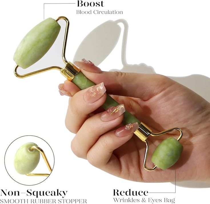 Natural Jade Facial Roller – Double-Ended Face Massage & Skincare Tool - Image 3