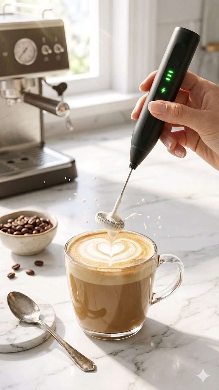 PremiumRechargeableCoffeeBeater_MilkFrother_SmartBazarpk.jpg Electric Milk Frother & Coffee Mixer – Handheld Drink Whisk - Image 1