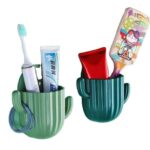 Cactus Toothbrush & Toothpaste Holder – Wall Mounted Bathroom Organizer - Image 5
