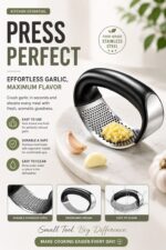 Manual Garlic Press & Mincer – Stainless Steel Garlic Crusher for Kitchen