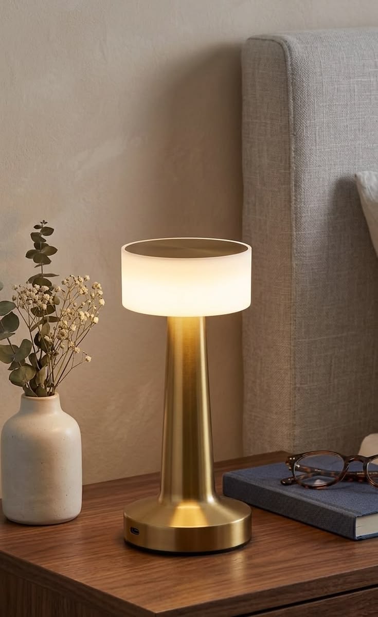 ThisGoldLampLooksExpensive__Under_1000.jpg Rechargeable Touch Table Lamp – Modern Gold LED Bedside Lamp with 3-Level Brightness - Image 1